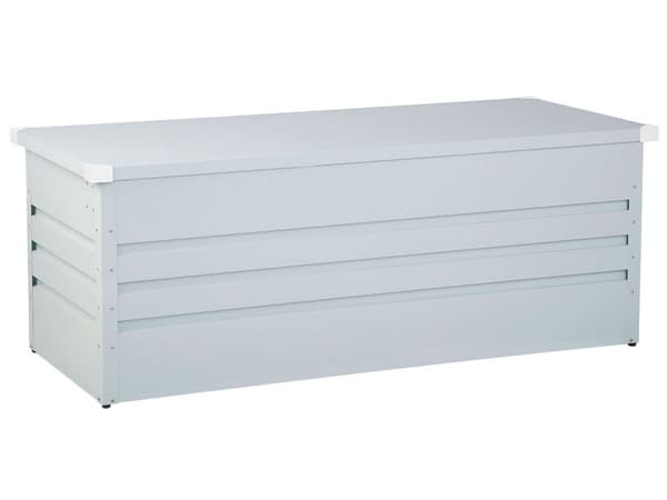 Ulkosäilytyslaatikko vaaleanharmaa teräs 165 x 70 x 67 cm lukittava 600 L vedenpitävä moderni tyyli