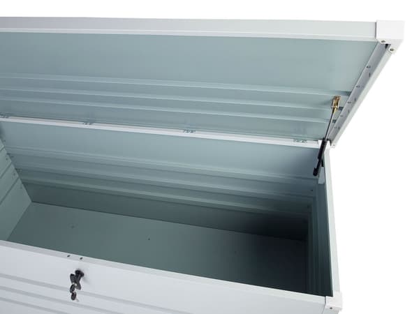 Ulkosäilytyslaatikko vaaleanharmaa teräs 165 x 70 x 67 cm lukittava 600 L vedenpitävä moderni tyyli