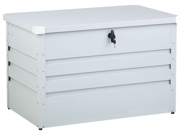 Ulkosäilytyslaatikko vaaleanharmaa teräs 100 x 62 x 64 cm lukittava 300 L vedenpitävä moderni tyyli