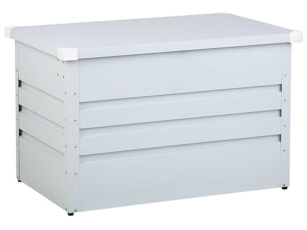 Ulkosäilytyslaatikko vaaleanharmaa teräs 100 x 62 x 64 cm lukittava 300 L vedenpitävä moderni tyyli