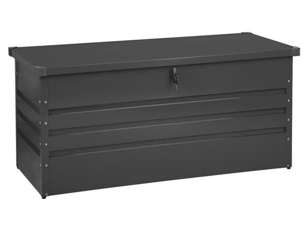 Ulkosäilytyslaatikko grafiitinharmaa teräs 132 x 62 x 64 cm lukittava 400 L vedenpitävä moderni tyyli