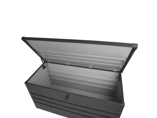 Ulkosäilytyslaatikko grafiitinharmaa teräs 132 x 62 x 64 cm lukittava 400 L vedenpitävä moderni tyyli