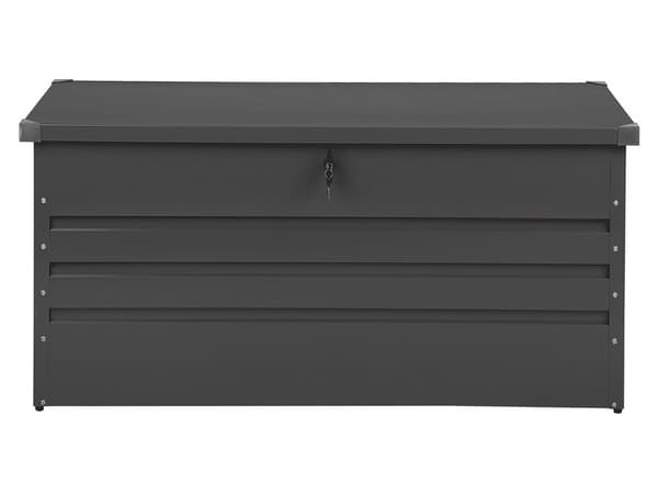 Ulkosäilytyslaatikko grafiitinharmaa teräs 132 x 62 x 64 cm lukittava 400 L vedenpitävä moderni tyyli