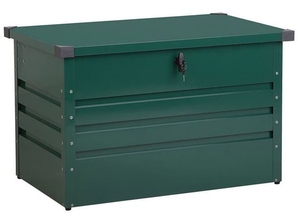 Ulkosäilytyslaatikko tummanvihreä teräs 100 x 62 x 64 cm lukittava 300 L vedenpitävä moderni tyyli