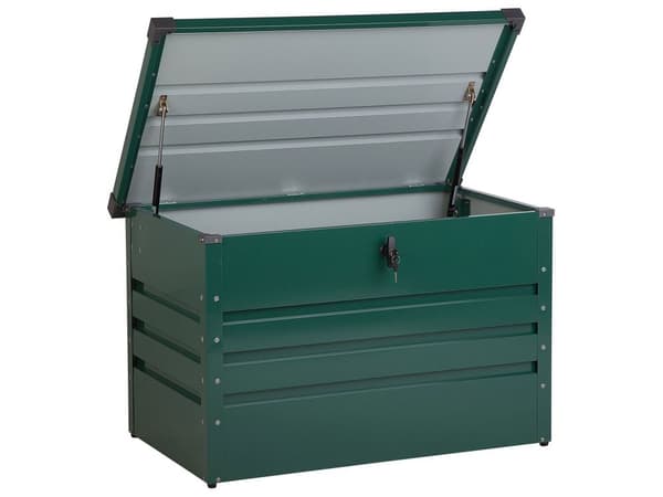 Ulkosäilytyslaatikko tummanvihreä teräs 100 x 62 x 64 cm lukittava 300 L vedenpitävä moderni tyyli