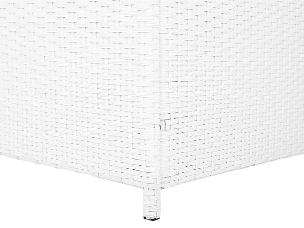 Hyndeboks Hvid Polyrattan 158 x 63 x 66 cm Dekorativ Kæmpe Opbevaringsboks til Hynder og Havepuder Udendørs Terrasse Have Tilbehør