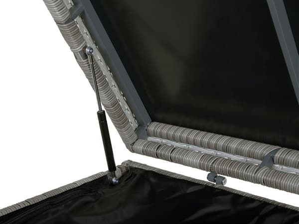 Hyndeboks Grå Polyrattan 158 x 63 x 66 cm Dekorativ Kæmpe Opbevaringsboks til Hynder og Havepuder Udendørs Terrasse Have Tilbehør