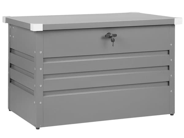 Ulkosäilytyslaatikko harmaa teräs 100 x 62 x 64 cm lukittava 300 L vedenpitävä moderni tyyli