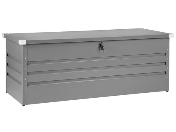 Ulkosäilytyslaatikko harmaa teräs 165 x 70 x 67 cm lukittava 600 L vedenpitävä moderni tyyli