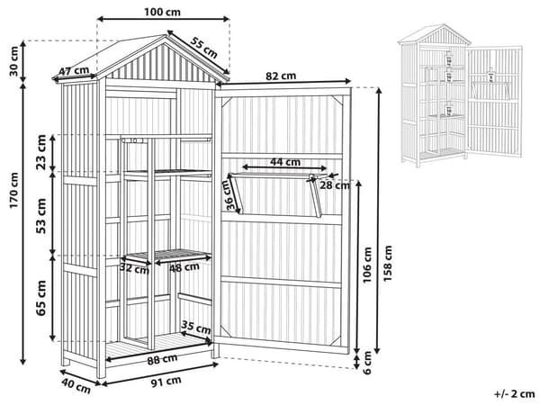 Puutarhakaappi ruskea akasia puu 200 x 100 cm hyllyt ulkotiloihin perinteinen tyyli