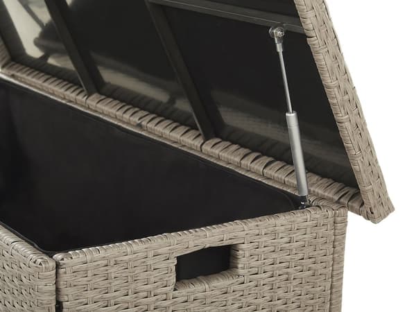 Hyndeboks Beige Grå Polyrattan 126 x 46 cm Dekorativ Kæmpe Opbevaringsboks til Hynder og Havepuder Udendørs Terrasse Have Tilbehør