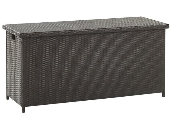 Hyndeboks Brun Polyrattan 126 x 46 cm Dekorativ Kæmpe Opbevaringsboks til Hynder og Havepuder Udendørs Terrasse Have Tilbehør