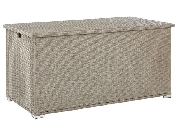 Säilytyslaatikko ruskeanharmaa 155 x 80 x 75 cm PE-rottinki 770L kahvat muovi teräs kangas
