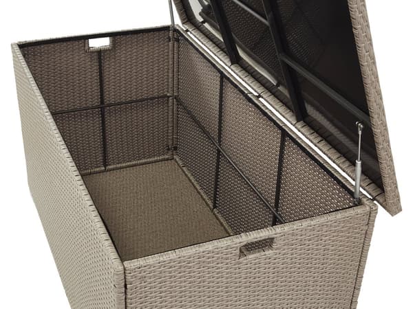 Säilytyslaatikko ruskeanharmaa 155 x 80 x 75 cm PE-rottinki 770L kahvat muovi teräs kangas