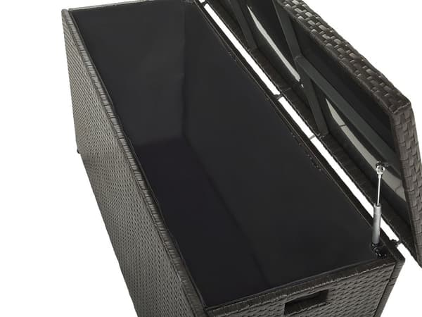 Säilytyslaatikko ruskea 126 x 63 x 46 cm PE-rottinki 290L kahvat muovi alumiini kangas