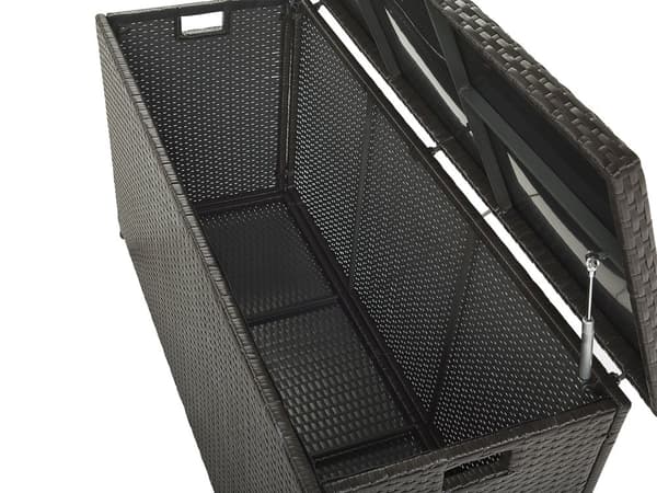 Säilytyslaatikko ruskea 126 x 63 x 46 cm PE-rottinki 290L kahvat muovi alumiini kangas