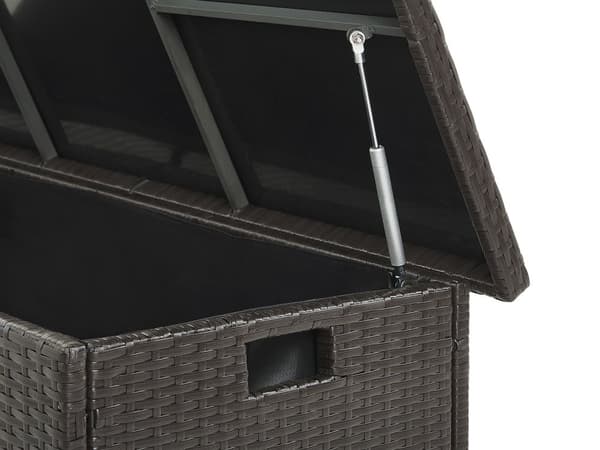 Säilytyslaatikko ruskea 126 x 63 x 46 cm PE-rottinki 290L kahvat muovi alumiini kangas