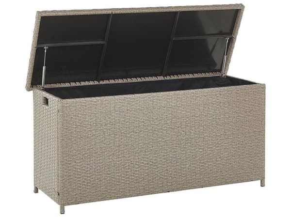 Säilytyslaatikko ruskeanharmaa 126 x 63 x 46 cm PE-rottinki 290L kahvat muovi alumiini kangas