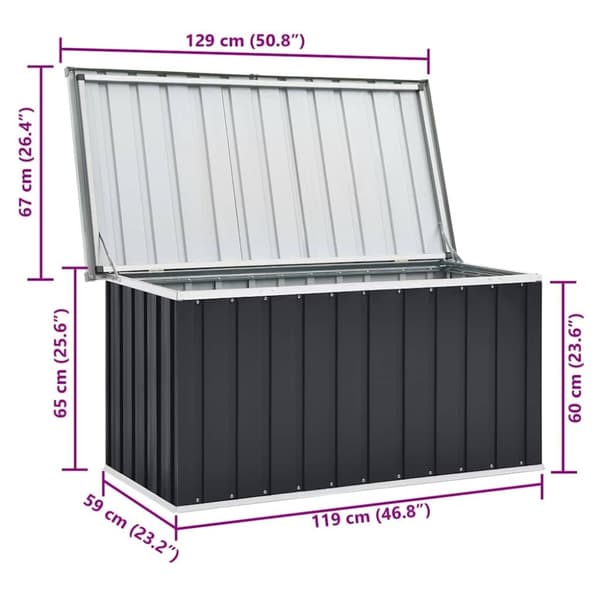 vidaXL hyndeboks 129x67x65 cm antracitgrå