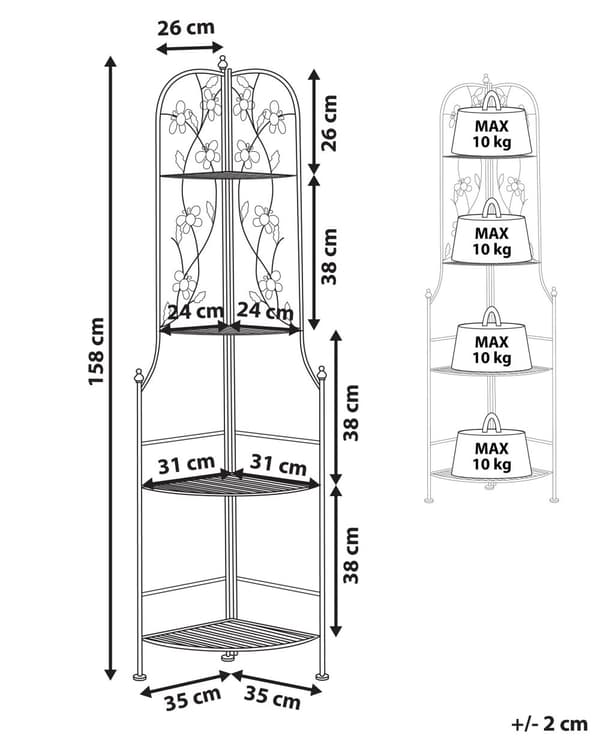 Hjørnereol til Have og Badeværelse Hvid Pulverlakeret Metal 158 cm Retro Stil Perfekt til Opbevaring af Småting både Ude- og Indendørs
