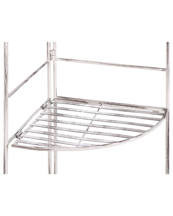 Hjørnereol til Have og Badeværelse Hvid Pulverlakeret Metal 158 cm Retro Stil Perfekt til Opbevaring af Småting både Ude- og Indendørs