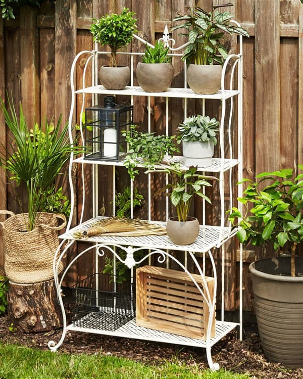 Haveplantereol Metal Lys Sort Udvendig 4 Retro Fritstående Hylder