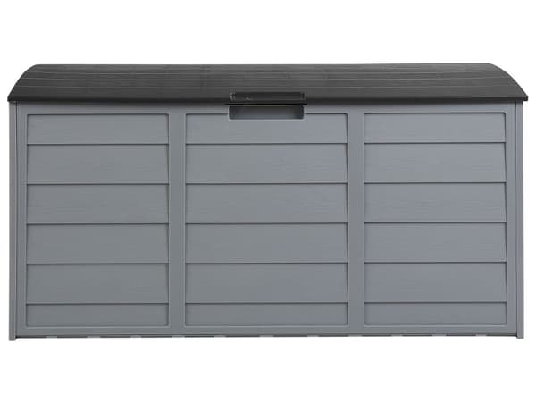 Trädgård Förvaringslåda Grå Svart Plast 112 x 50 cm med Handtag Utomhus Verktygslåda