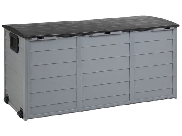 Trädgård Förvaringslåda Grå Svart Plast 112 x 50 cm med Handtag Utomhus Verktygslåda