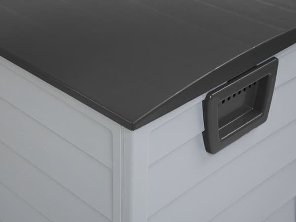 Trädgård Förvaringslåda Grå Svart Plast 112 x 50 cm med Handtag Utomhus Verktygslåda