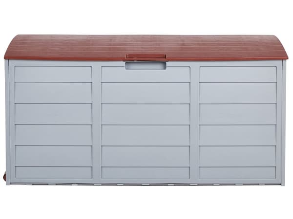 Säilytyslaatikko puutarhaan harmaa ruskeilla yksityiskohdilla 112 x 50 cm perinteinen tyyli