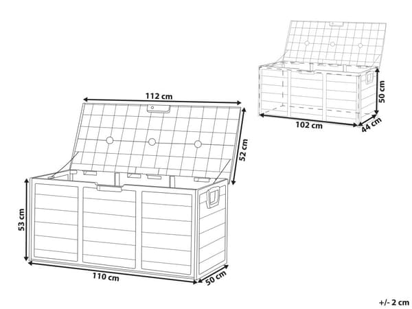 Säilytyslaatikko puutarhaan harmaa vihreillä yksityiskohdilla 112 x 50 cm perinteinen tyyli
