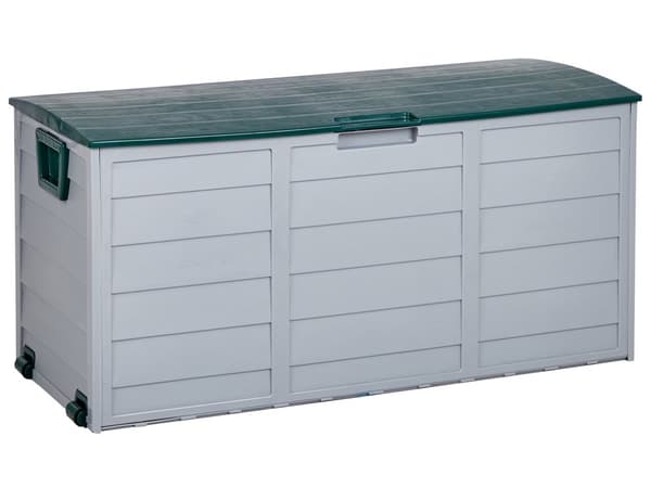 Säilytyslaatikko puutarhaan harmaa vihreillä yksityiskohdilla 112 x 50 cm perinteinen tyyli