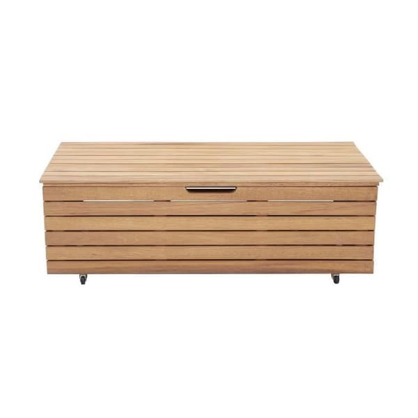 Trädgårdslåda 190L i exotiskt FSC-eukalyptusträ - 190 L - 48,5 x 109,5 x 37 cm - Med hjul - Teakeffekt