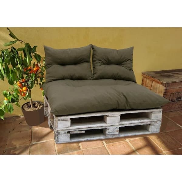 Klassiskt pallkit - taupe - madrass + 2 ryggkuddar - JARDIN PRIVE