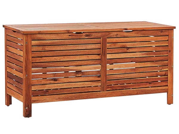 Trädgård Förvaringslåda Mörkt Akaciaträ 130 x 64 cm Lock Utomhus Möbler