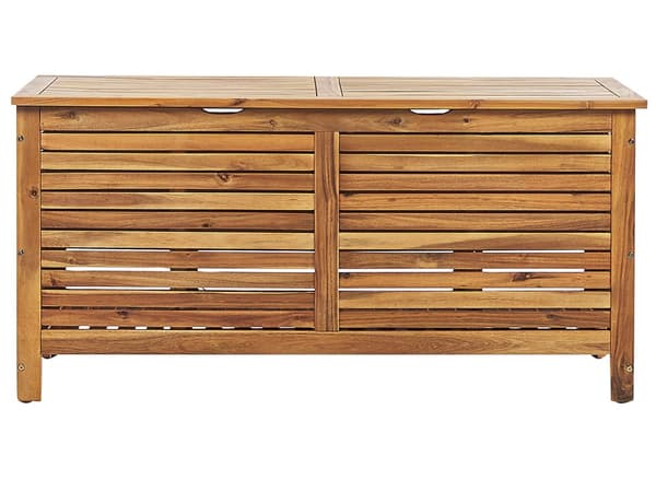 Trädgård Förvaringslåda Ljust Akaciaträ 130 x 64 cm Lock Utomhus Möbler