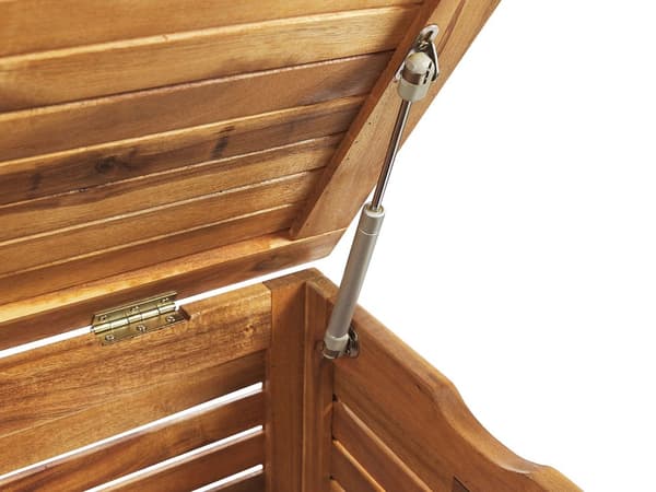 Trädgård Förvaringslåda Ljust Akaciaträ 130 x 64 cm Lock Utomhus Möbler