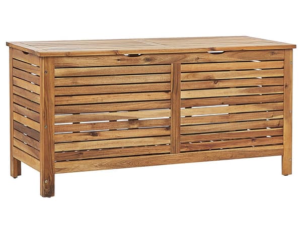 Trädgård Förvaringslåda Ljust Akaciaträ 130 x 64 cm Lock Utomhus Möbler