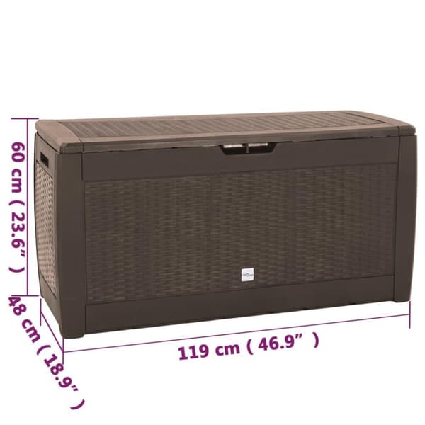 vidaXL Puutarhan varastoarkku ruskea 119x48x60 cm polypropeeni