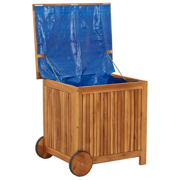 vidaXL Dynbox med hjul 60x50x58 cm massivt akaciaträ
