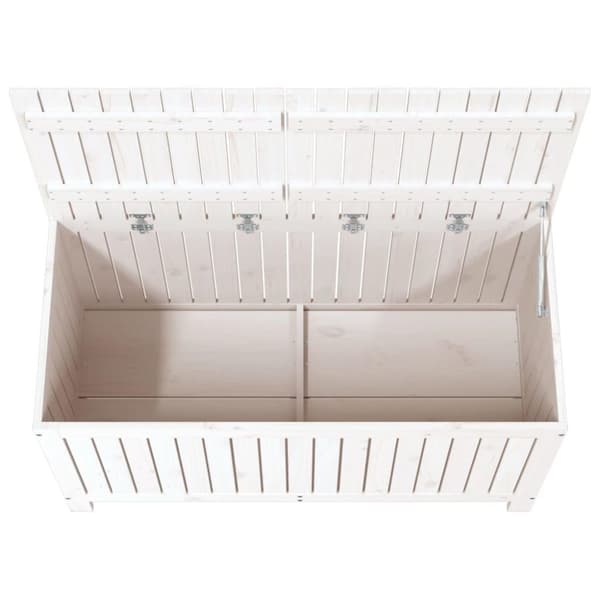 vidaXL opbevaringskasse til haven 121x55x64 cm massivt fyrretræ hvid