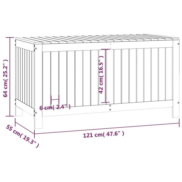 vidaXL opbevaringskasse til haven 121x55x64 cm massivt fyrretræ hvid