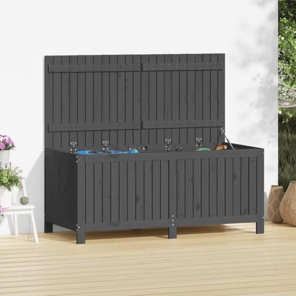 vidaXL opbevaringskasse til haven 147x68x64 cm massivt fyrretræ grå