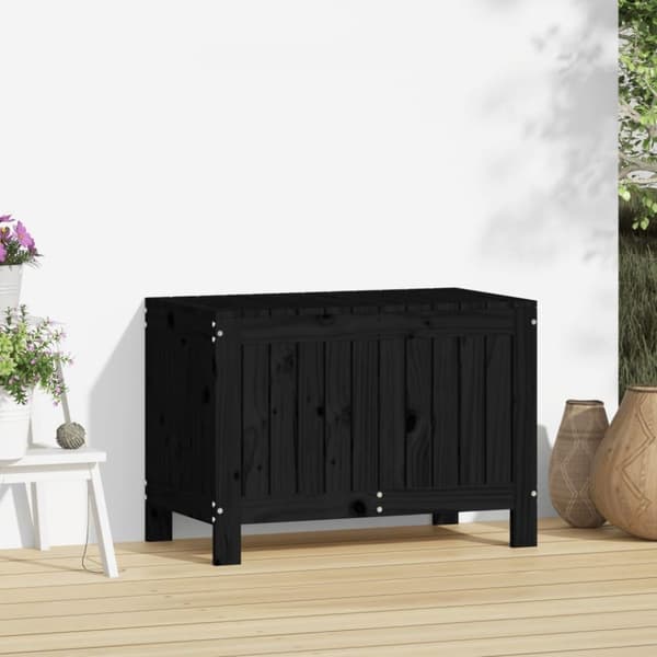 vidaXL opbevaringskasse til haven 76x42,5x54 cm massivt fyrretræ sort