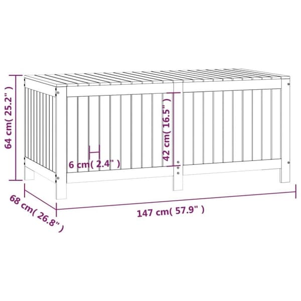 vidaXL opbevaringskasse til haven 147x68x64 cm massivt fyrretræ
