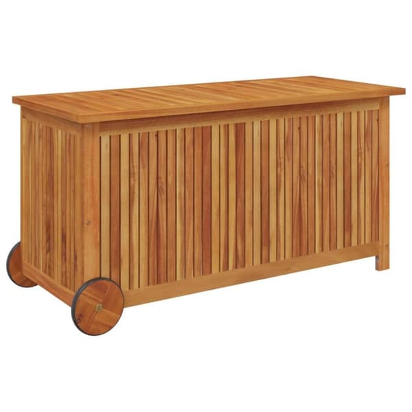 vidaXL opbevaringsboks til haven med hjul 113x50x58 cm massivt træ