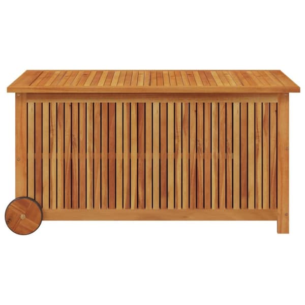 vidaXL opbevaringsboks til haven med hjul 113x50x58 cm massivt træ