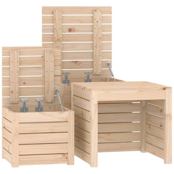 vidaXL Hagekassesett 3 deler heltre furu