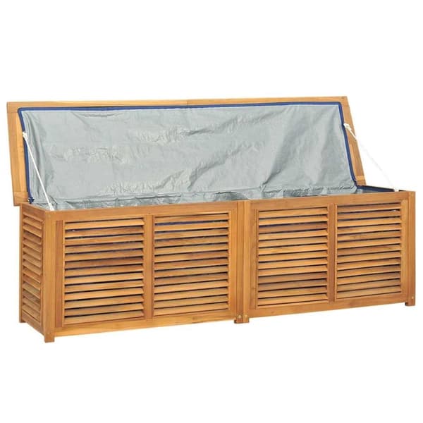vidaXL Ulkosäilytyslaatikko pussilla 175x50x55 cm täysi tiikki