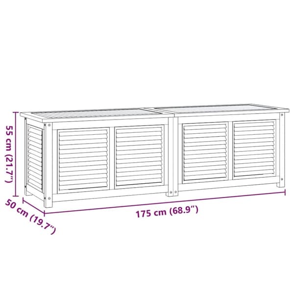 vidaXL Putekasse med pose 175x50x55 cm heltre teak